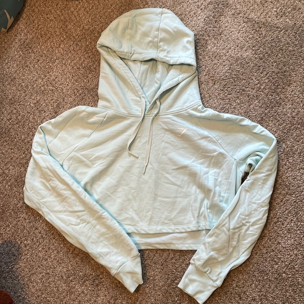 Light Teal Cropped GymShark Sweatshirt Size M
